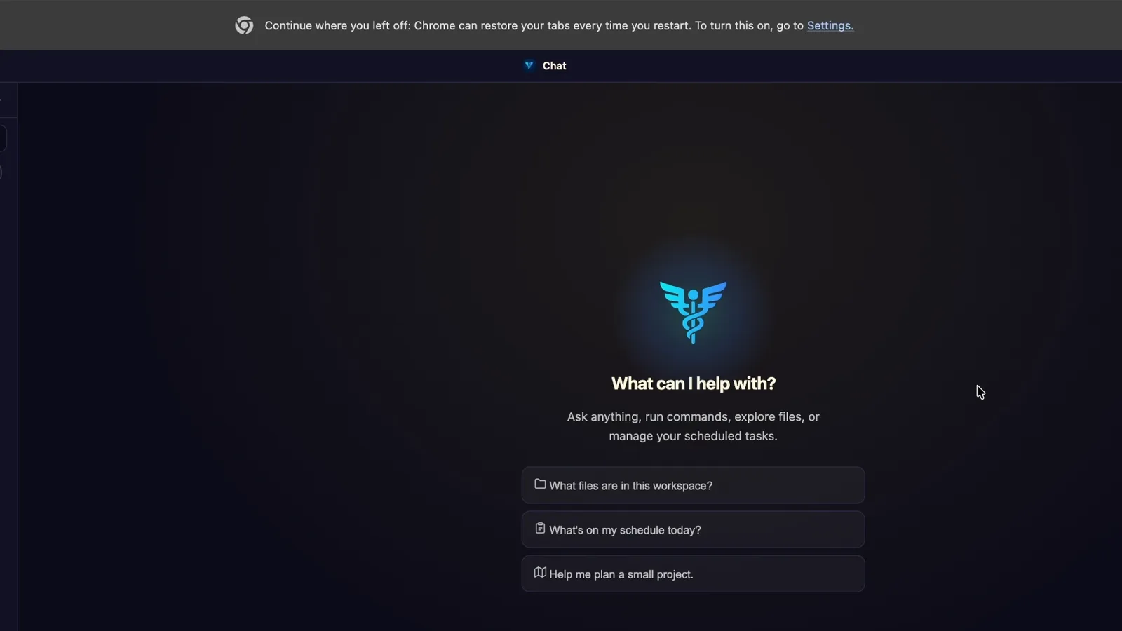 Hosted Hermes Agent dashboard on Cloudways with the What can I help with chat screen