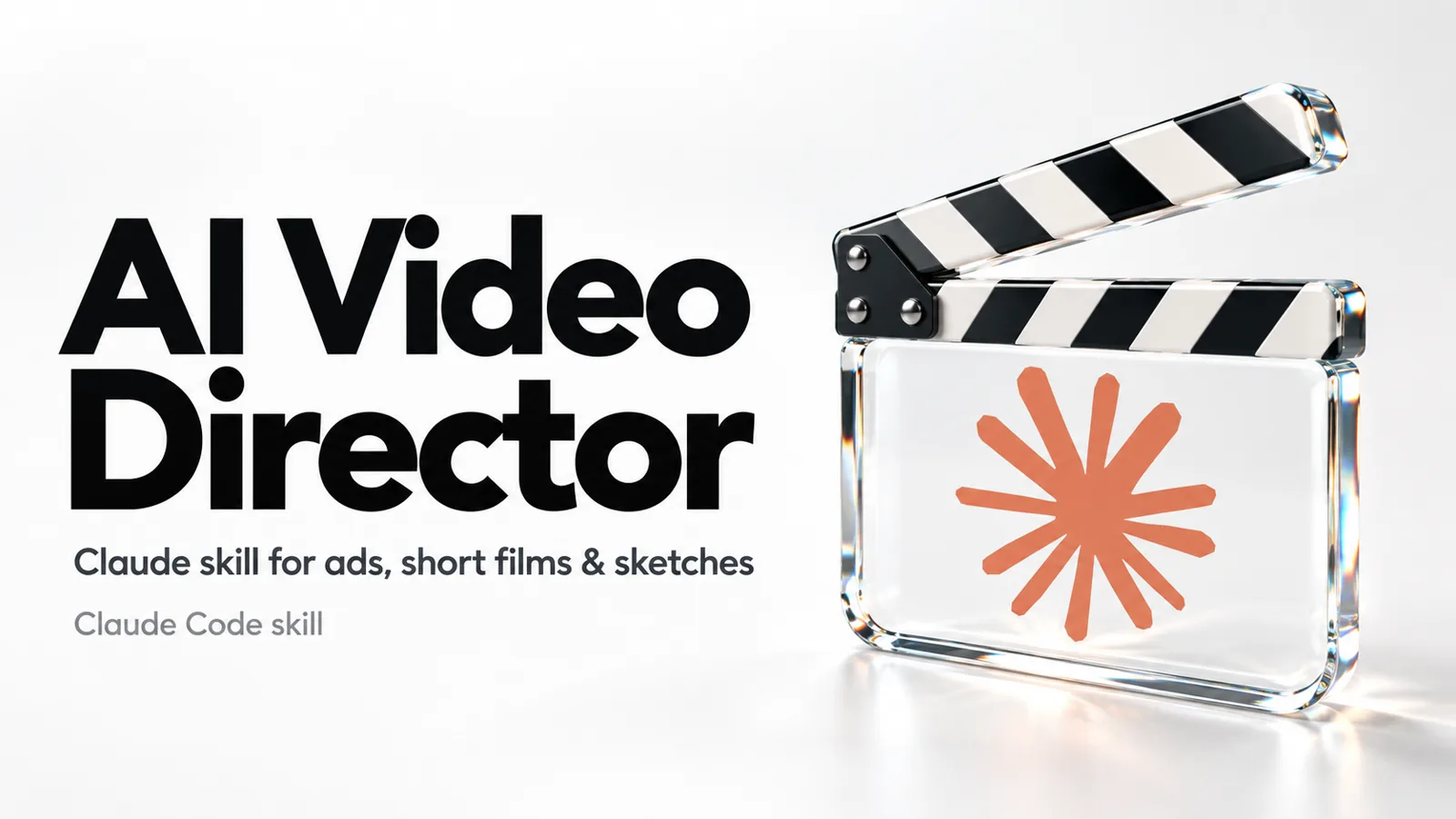 Cover of the Video Director Skill for Claude Code by Moe Lueker, which turns one brief into AI ads and short films