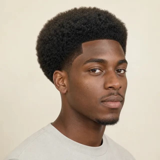Afro with shape-up haircut