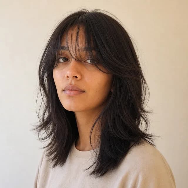 Birkin bangs example on a fictional model