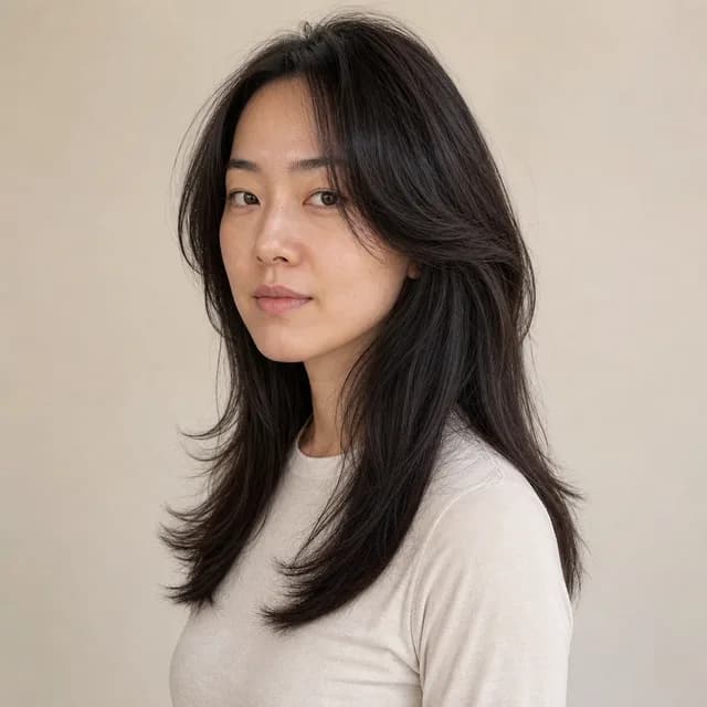 Butterfly haircut with face-framing layers