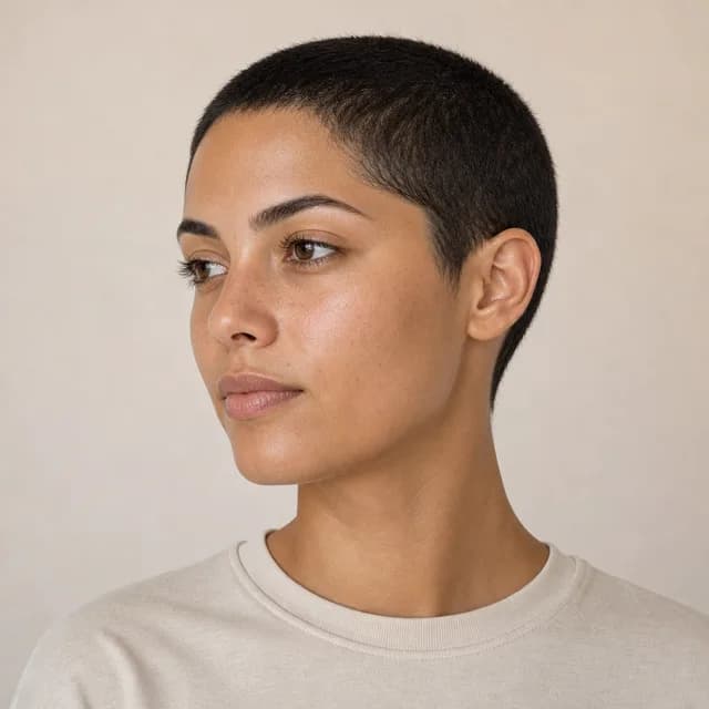 Buzz cut, softened haircut