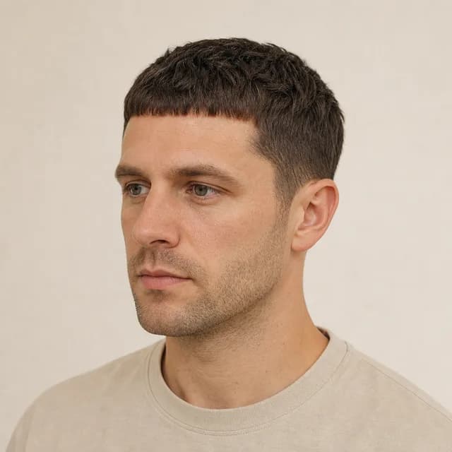 Caesar cut haircut