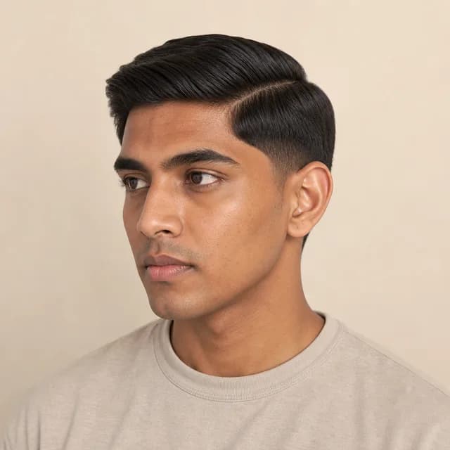 Comb over with taper haircut