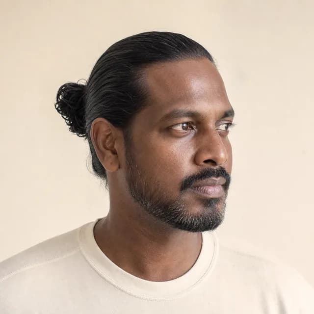 Man bun length haircut