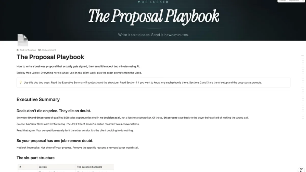 Business Proposal Playbook (ChatGPT + Claude + PandaDoc) FREE GUIDE
