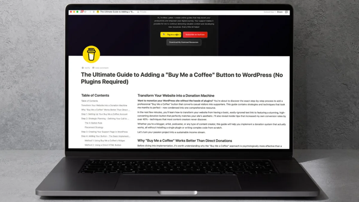 Buy Me Coffee Button Wordpress Guide – Turn Visitors Into Supporters