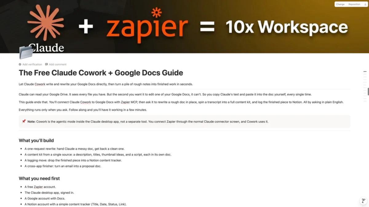 Claude Cowork + Zapier Google Workspace Automation Playbook (FREE Guide)