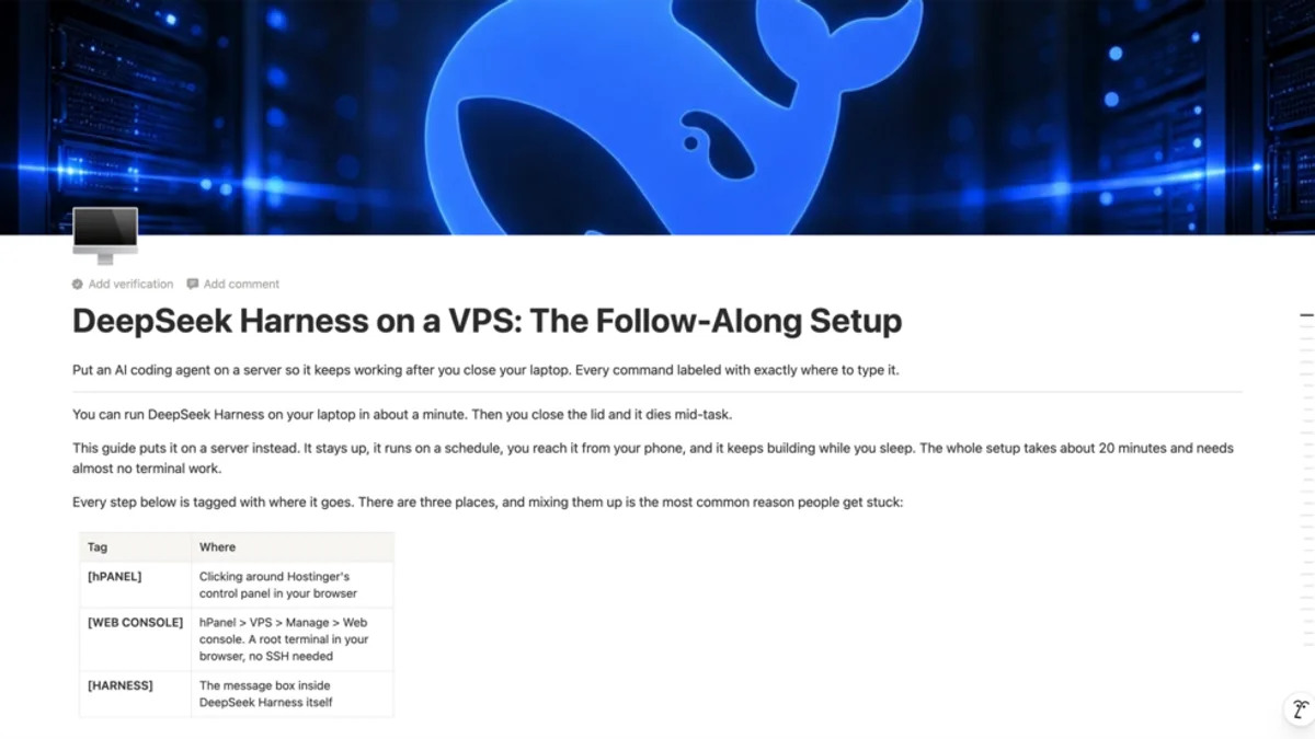 DeepSeek Harness Playbook on a VPS (FREE Setup Guide): Every Command, Prompt, and Plugin