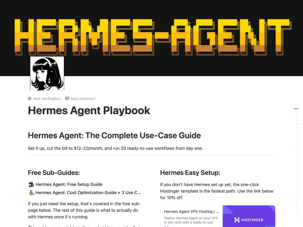 Ultimate Hermes Agent Playbook: 30 Ready-to-Run Workflows, Prompts, and Setup Guide