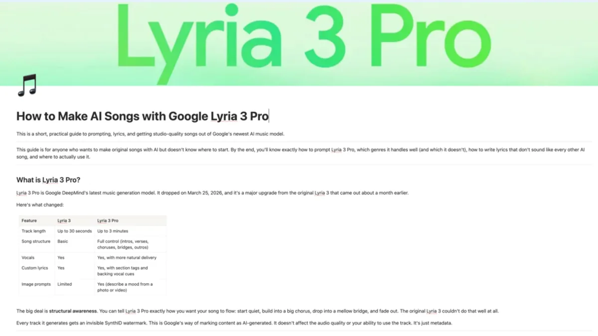 How to Make AI Songs with Google Lyria 3 Pro