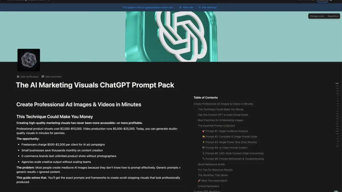 FREE AI Marketing ChatGPT Prompts: AI Ad Creative Prompt Pack (Images + Video)