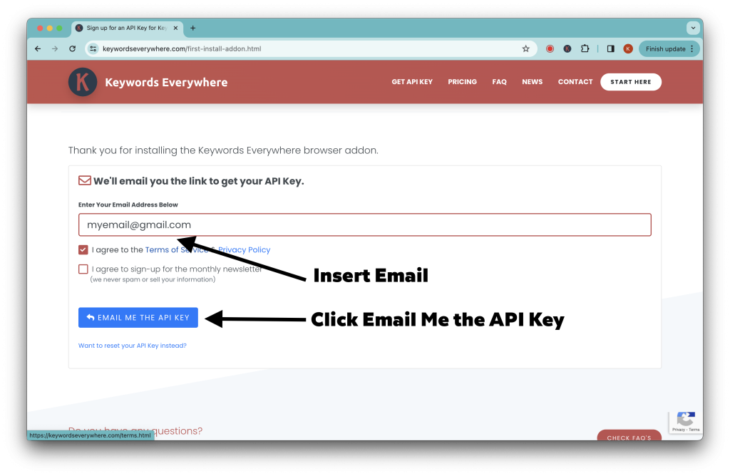 Get Keywords Everywhere API Key