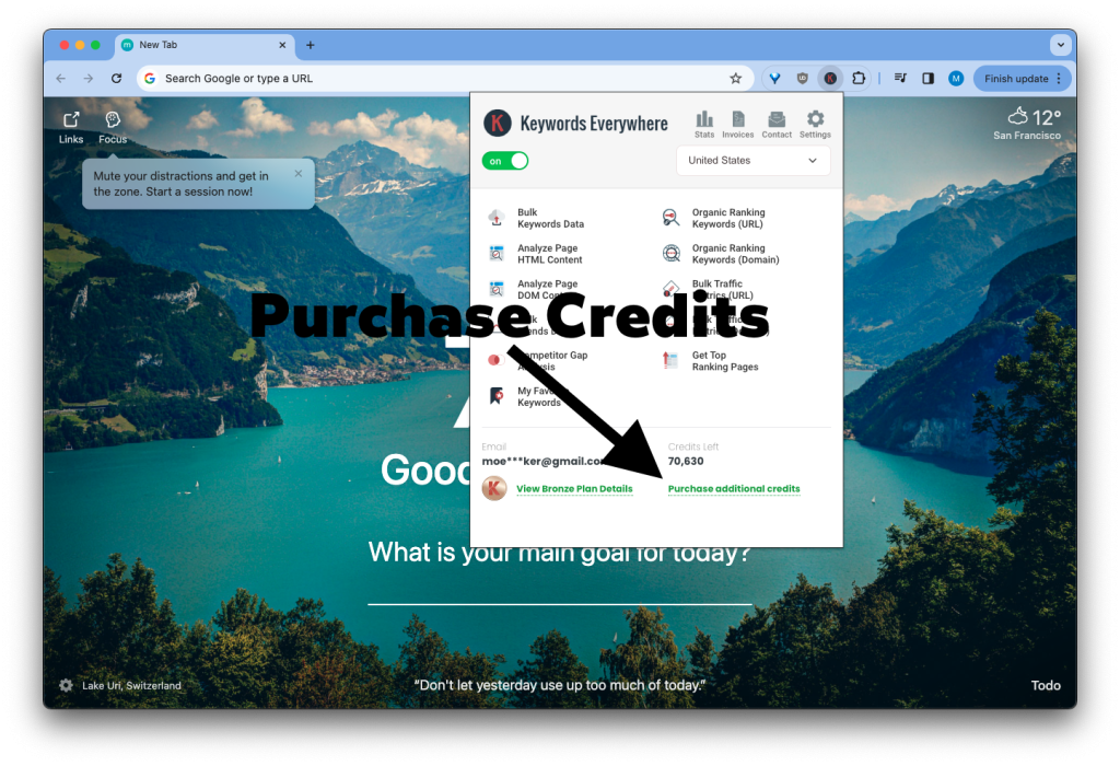 Purchase Keywords Everywhere Credits