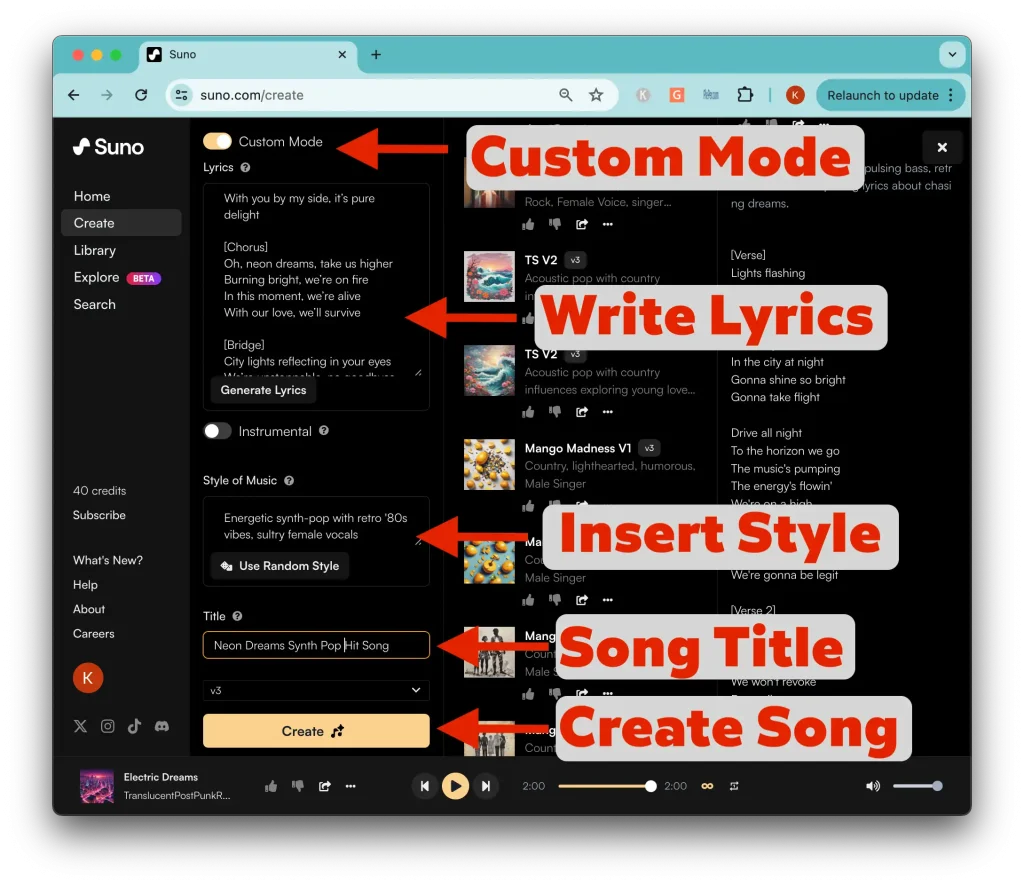 Suno AI Custom Mode Tutorial